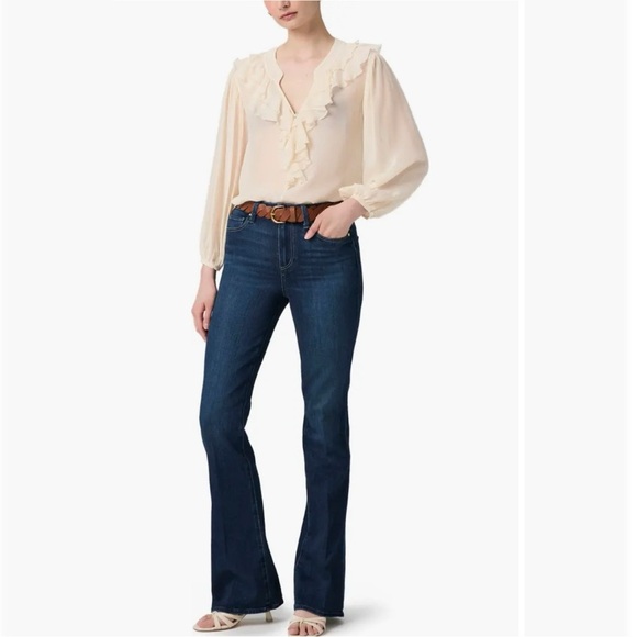 Paige Manhattan Jeans High Bootcut Flare Dark Wash Stretch Denim Blue Classic 32 - Picture 13 of 13